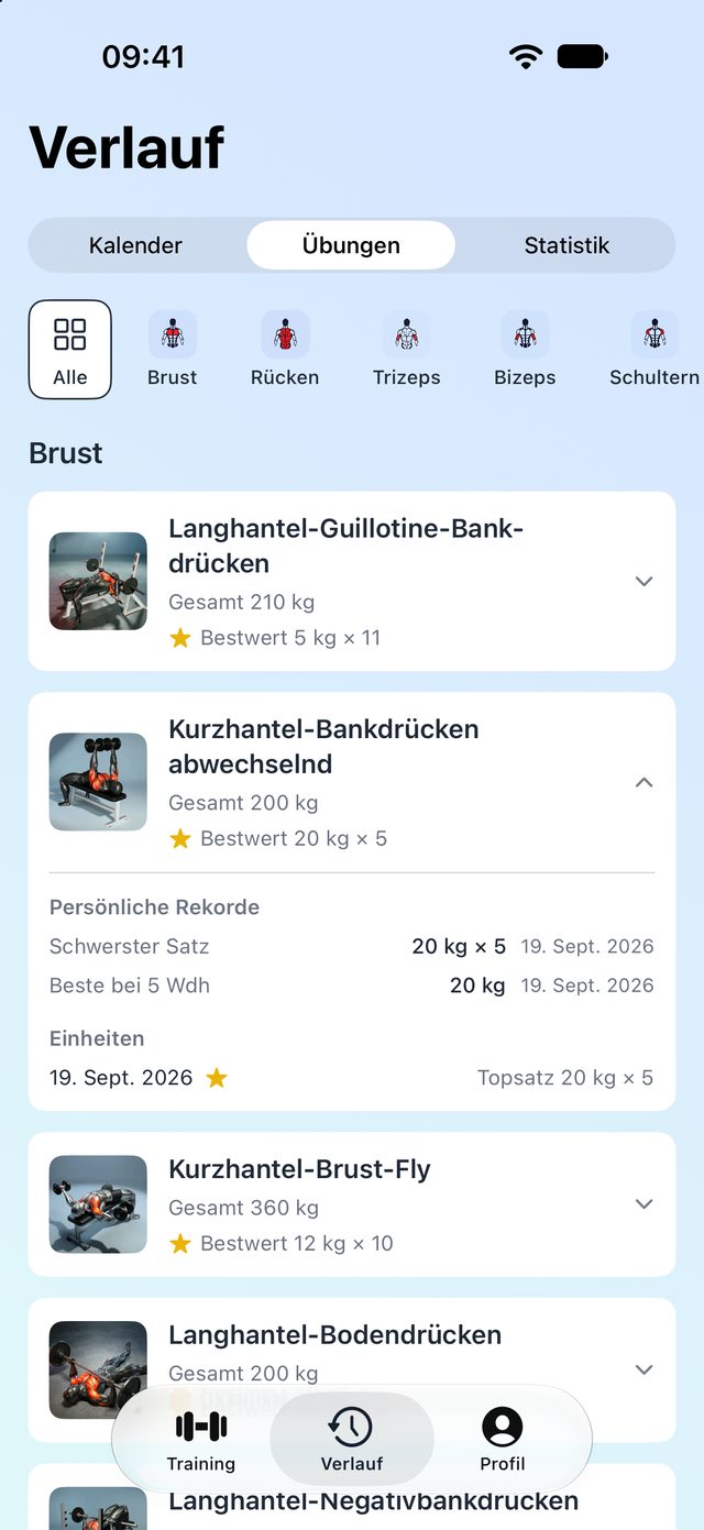 Trainingskalender mit trainierten Muskeln